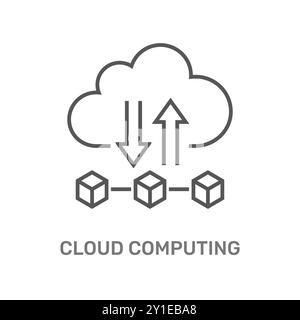 Icon representing the data transfer process in cloud computing, featuring storage blocks Stock Vector