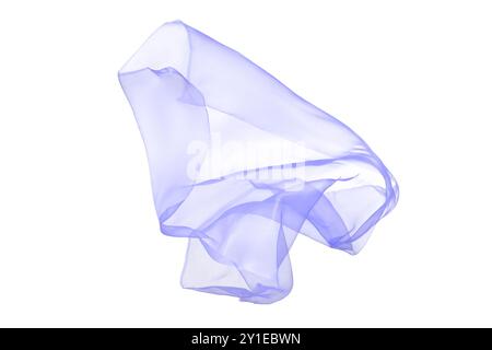 Beautiful violet blue tulle fabric on white background Stock Photo