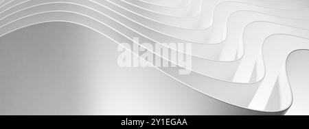 Abstract background with curve line pattern. White wave geometric shape wallpaper. Modern futuristic architecture and technology business concept. Cre Stock Photo