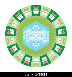 Colorful illustration with Snowflake Icon on White Background Stock Vector