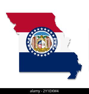 Missouri State Flag Map with clipping path Stock Photo