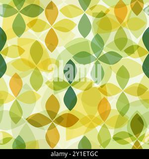 Floral seamless pattern colorful leaves elements. Random placed vector botany plants all over print on beige background. Vector endless texture for di Stock Vector