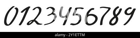 This vector illustration features a set of linear numbers in a doodle style inspired by graffiti art. Stock Vector