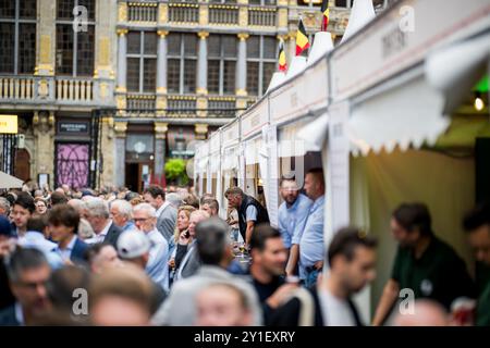 Brussels, Belgium. 06th Sep, 2024. FOCUS COVERAGE REQUESTED TO BELGA A picture taken during the opening of the 'Belgian Beer Weekend 2024' beer festival at the Grote Markt - Grand-Place square in the city center of Brussels on Friday 06 September 2024. BELGA PHOTO JASPER JACOBS Credit: Belga News Agency/Alamy Live News Stock Photo