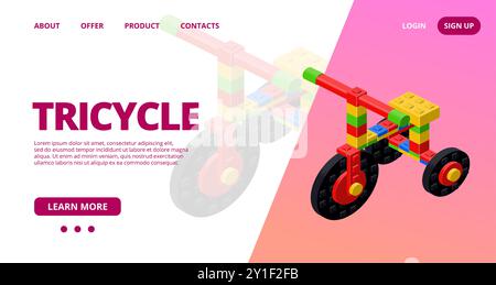 Web template with a tricycle. Vector illustration Stock Vector