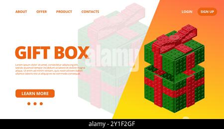 Web template with a gift box. Vector illustration Stock Vector