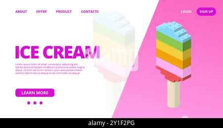 Web template with a ice cream. Vector illustration Stock Vector