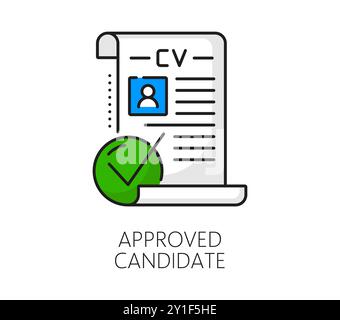 approved candidate line icon, outline symbol, vector illustration ...
