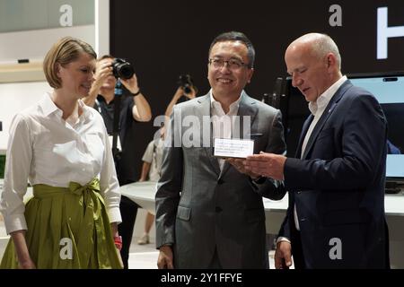 Presss tour with german chancellor atm100's IFA 2024 , Berlin, Germany Stock Photo