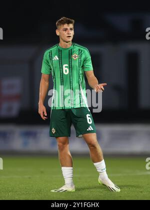 Northern Ireland's Justin Devenny during the UEFA Euro U21 Championship Qualifying match at the Ballymena Showgrounds, County Antrim. Picture date: Friday September 6, 2024. Stock Photo