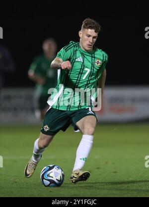 Northern Ireland's Charlie Allen during the UEFA Euro U21 Championship Qualifying match at the Ballymena Showgrounds, County Antrim. Picture date: Friday September 6, 2024. Stock Photo