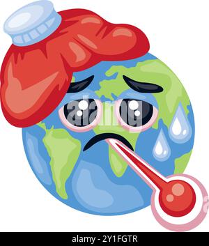 cute planet suffering from global warming Stock Vector