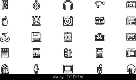 Vintage devices icons High-Quality Vector Icons Collection with Editable Stroke. Ideal for Professional and Creative Projects. Stock Vector