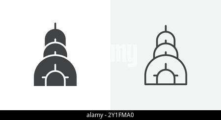 Chrysler icon Flat outline Collection in Black and white background Stock Vector