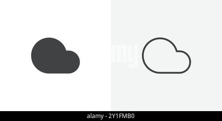 Cloud icon Flat outline Collection in Black and white background Stock Vector