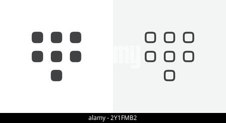 Dial pad icon Flat outline Collection in Black and white background Stock Vector