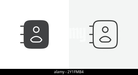 Contacts icon Flat outline Collection in Black and white background Stock Vector
