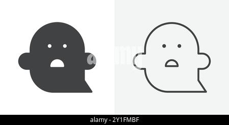 Ghost icon Flat outline Collection in Black and white background Stock Vector
