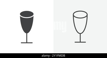 Glass icon Flat outline Collection in Black and white background Stock Vector