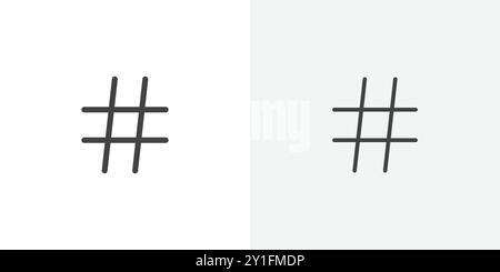 Hashtag icon Flat outline Collection in Black and white background Stock Vector