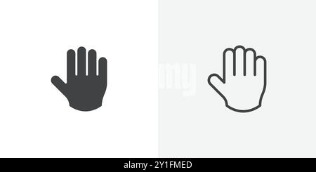 Hand icon Flat outline Collection in Black and white background Stock Vector