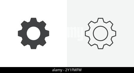 Setting icon Flat outline Collection in Black and white background Stock Vector
