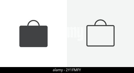 Shopping bag icon Flat outline Collection in Black and white background Stock Vector