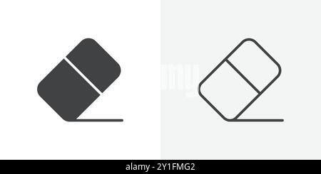 Eraser icon Flat outline Collection in Black and white background Stock Vector