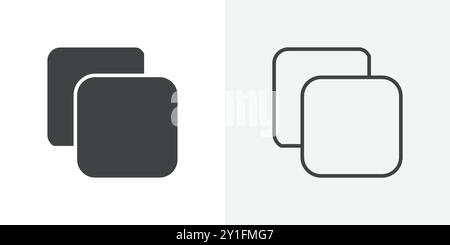 Copy icon Flat outline Collection in Black and white background Stock Vector