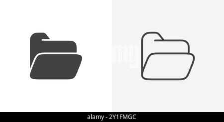 Folder icon Flat outline Collection in Black and white background Stock Vector