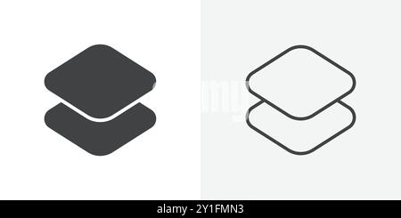Layer icon Flat outline Collection in Black and white background Stock Vector
