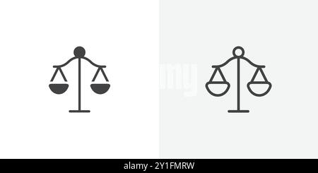 Scale icon Flat outline Collection in Black and white background Stock Vector