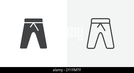 Pants icon Flat outline Collection in Black and white background Stock Vector