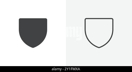 Shield icon Flat outline Collection in Black and white background Stock Vector