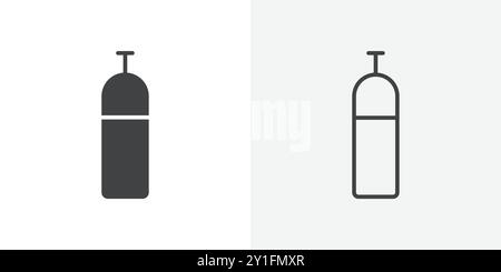 Gas cylinder icon Flat outline Collection in Black and white background Stock Vector