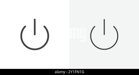 Power icon Flat outline Collection in Black and white background Stock Vector
