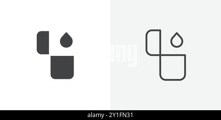 Lighter icon Flat outline Collection in Black and white background Stock Vector