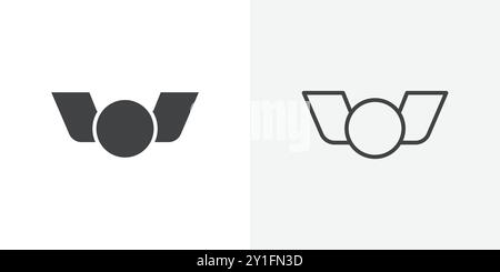 Milatary award icon Flat outline Collection in Black and white background Stock Vector