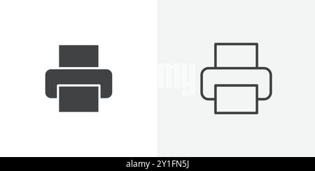 Printer icon Flat outline Collection in Black and white background Stock Vector
