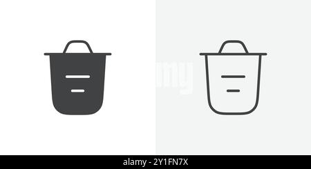 Trash icon Flat outline Collection in Black and white background Stock Vector