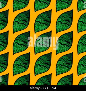 Tropical leaves vector botanical seamless pattern Stock Vector