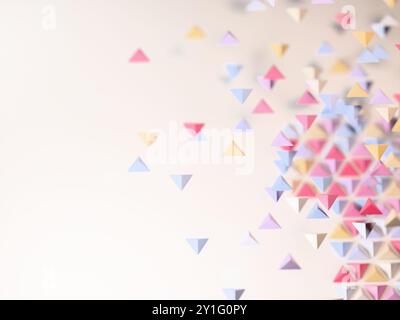 Colorful triangles against white background. Digital 3D rendering. Stock Photo