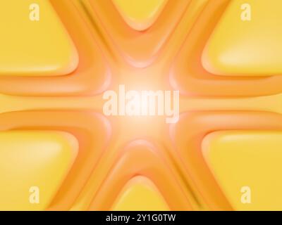 Yellow abstract background, geometric shapes, sunny summer day. Digital 3D rendering. Stock Photo