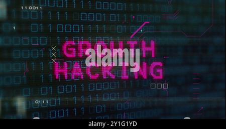 Binary code and Growth Hacking text image over digital background Stock Photo