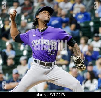 Colorado Rockies pitcher Angel Chivilli (57) during an MLB Spring ...