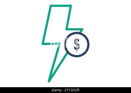 Agility icon. line icon style. lightning with dollar. icon related to SWOT. business elements vector illustration Stock Vector