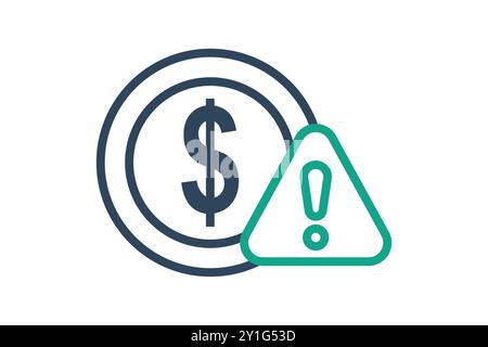 Crisis icon. line icon style. dollar with alert. icon related to SWOT. business elements vector illustration Stock Vector