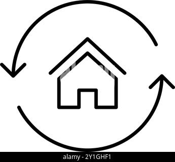 House in refresh arrows. Home repairs and maintenance. Pixel perfect, editable stroke vector icon Stock Vector