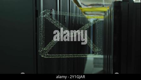 Image of email icon and digital data processing over computer servers Stock Photo