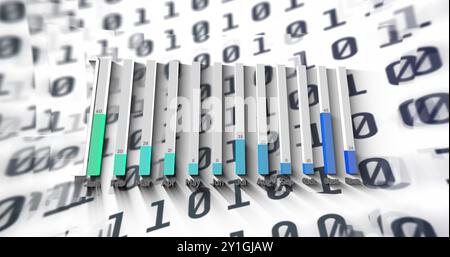 Image of statistics and data processing over binary coding Stock Photo